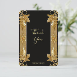 Tack för ditt kort, Guld Black Ornate Blommigt