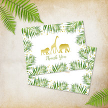 Tack för ditt kort, guld Safari Jungle Baby Shower