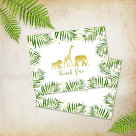 Tack för ditt kort, guld Safari Jungle Baby Shower