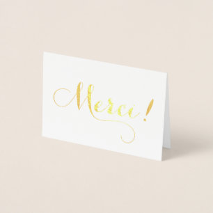 Tack för ditt kort, Gulffett MERCI Calligraphy Folierat Kort