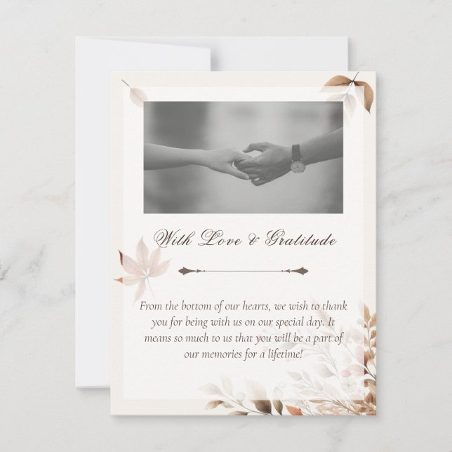 Tack för ditt kort i Cream Höst Bröllop (Framsida)