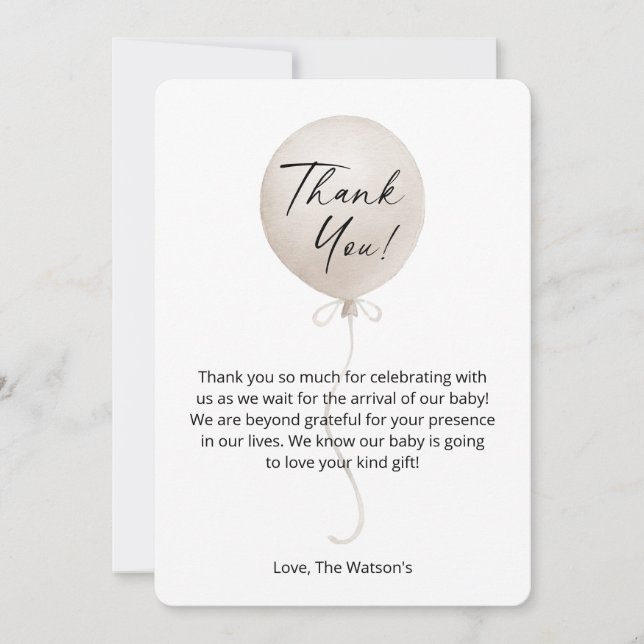 Tack för ditt kort i den moderna Boho Balloon Baby (Framsida)