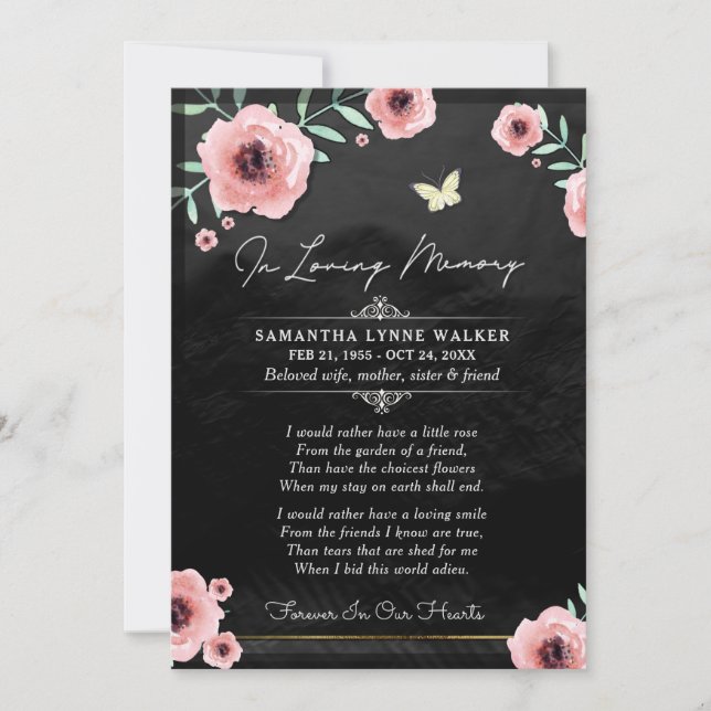 Tack för ditt kort i den svarta Blommigten Loving  (Framsida)