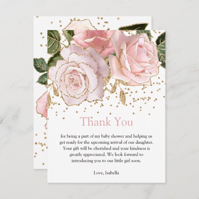 Tack för ditt kort i Modern Blommigt Flicka (Fram/baksida)