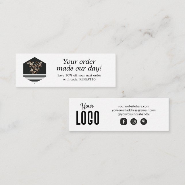 Tack för ditt kort i Modern Script Anpassningsbar  (Fram/baksida)