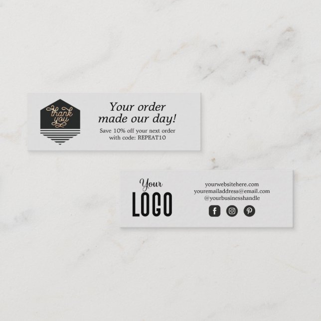 Tack för ditt kort i Modern Script Anpassningsbar  (Fram/baksida)