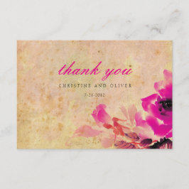 Tack för ditt kort i vintage Rosa ros Bröllop