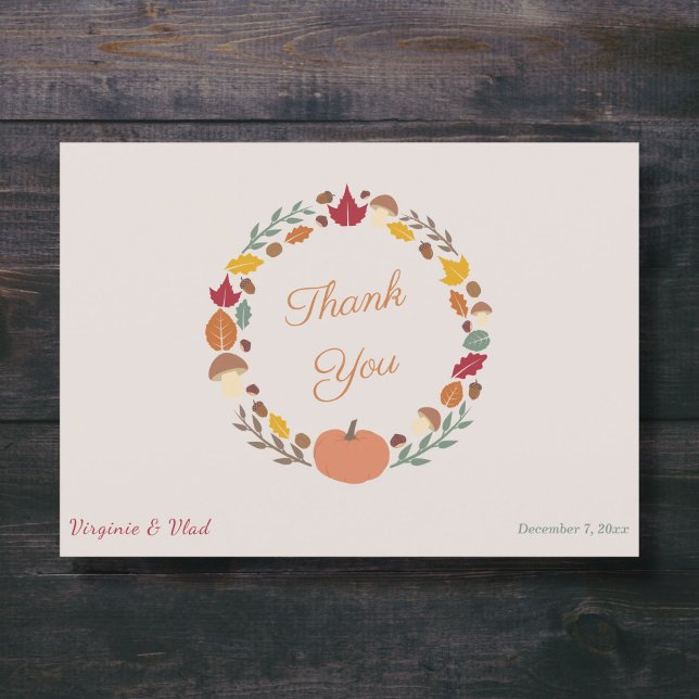 Tack för ditt kort! inbjudningar (Fall Wedding Thank You Card - Front)
