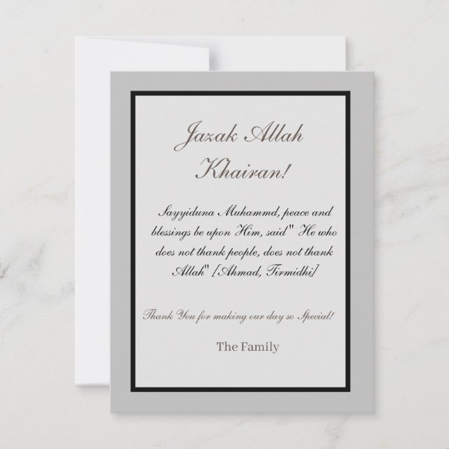 Tack för ditt kort - Jazak Allah Khair (Framsida)