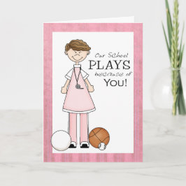 Tack för ditt kort, kvinnlig PE-lärare