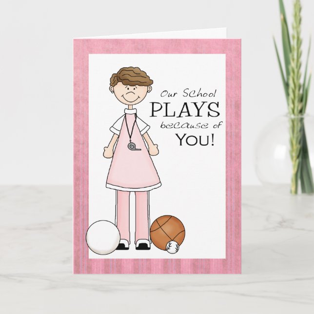 Tack för ditt kort, kvinnlig PE-lärare Kort (Framsida)