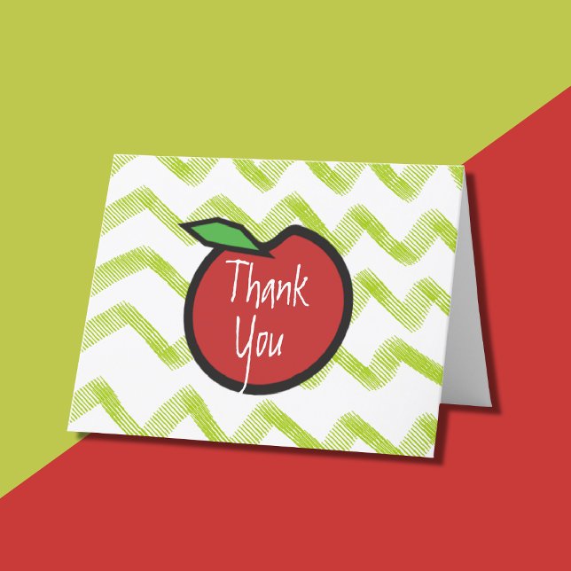 Tack för ditt kort Lärare Red Apple (Depiction of Thank You Card)