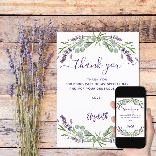 Tack för ditt kort, Lavender violetta Inbjudningar
