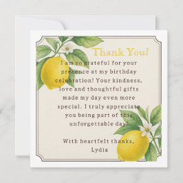 Tack för ditt kort, Lemon-Födelsedagsfesten Kort