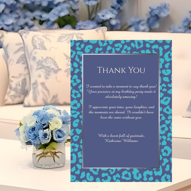 Tack för ditt kort-Leopard Print-Blue- Inbjudningar (Thank You Card-Leopard Print-Blue)