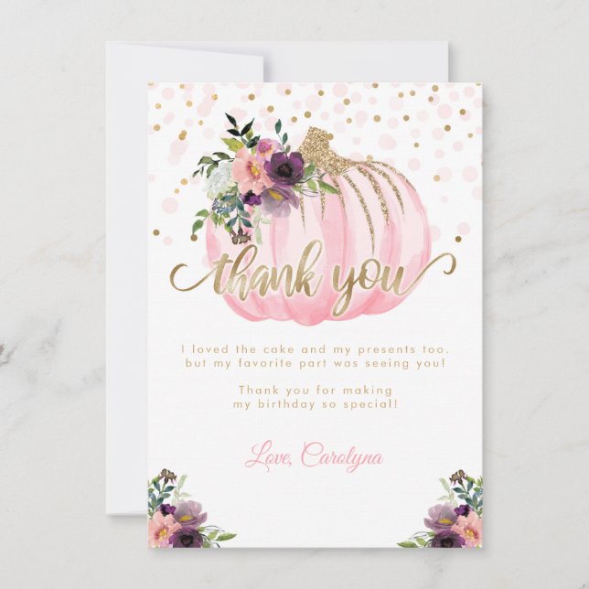 Tack för ditt kort, lilla Pumpkin Birthday-kort (Framsida)