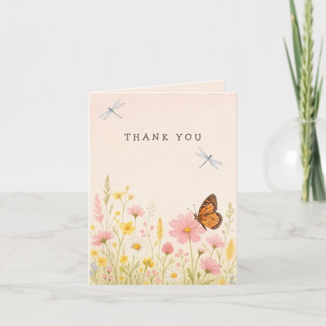 Tack för ditt kort, Little Wildblomme Baby Shower (Framsida)