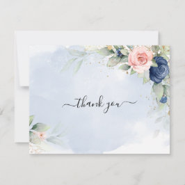 Tack för ditt kort - marint blått och  Rosa bröllo