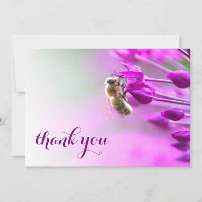 Tack för ditt kort med blomma och bin (Framsida)