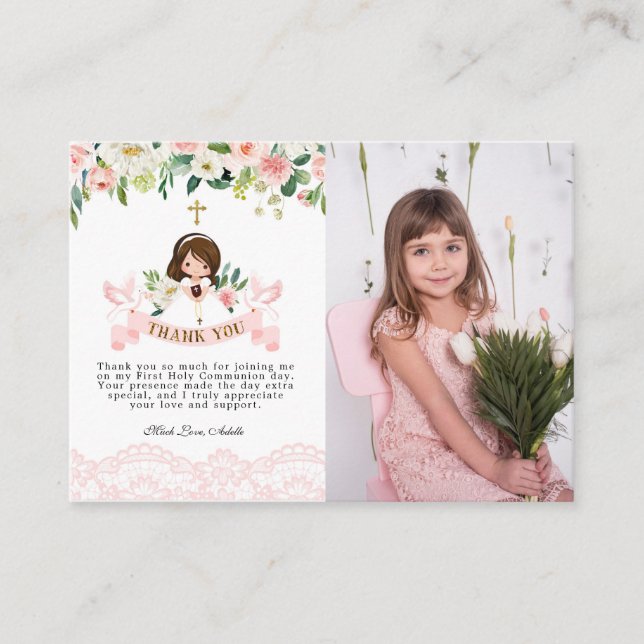 Tack för ditt kort med foto, Rosa Heliga Communion (Framsida)
