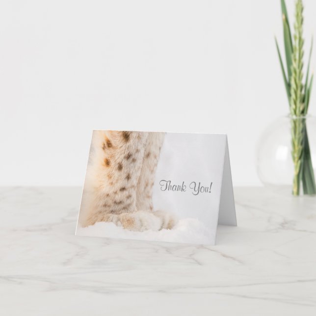 Tack för ditt kort med mjuk guldlynx tassar i snö (Framsida)