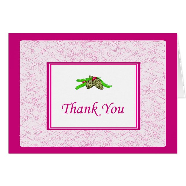 Tack för ditt kort med Rosa Gräns (Framsidan Horizontal)