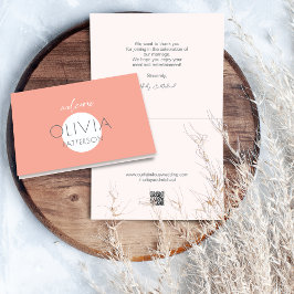 Tack för ditt kort - Modern Coral Namn Placecard Q