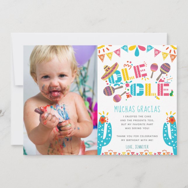Tack för ditt kort, Muchas Gracias Fiesta Kort (Framsida)