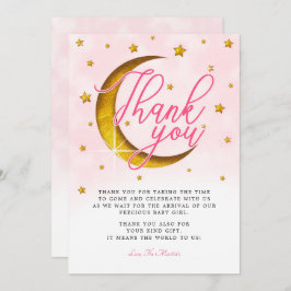Tack för ditt kort över Måne Rosa Guld Baby Shower