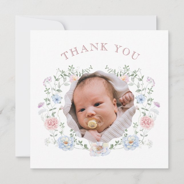 Tack för ditt kort på Blommigten Ram, baptism Squa (Framsida)