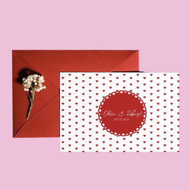 Tack för ditt kort personlig Kärlek - Röda hjärtan (Personalized Love Thank You Card - Red Hearts)