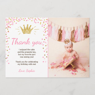 Tack för ditt kort Princess Birthday Guld Rosa
