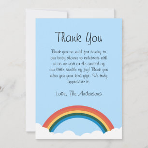 Tack för ditt kort, Rainbow and Cloud Baby Shower Kort