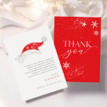 Tack för ditt kort, Red Santa Baby Shower<br><div class="desc">Fira säsongens magi med vår Red Santa Baby Shower. Tack för ditt kort. Den här inbjudan innehåller en charmerande röd julhatt och festive snöflingor i ett minimalt vattenfärgsfärgat stil, och anger perfektens ton för en babydusch i helgdag. Idealisk för en vinter under gender-neutralt-tema, fångar den glädjen av en julbabydusch med...</div>