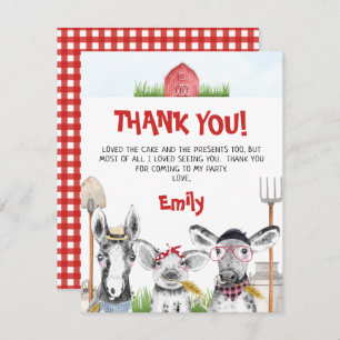 Tack för ditt kort, ritat Boskap på födelsedagen Inbjudningar