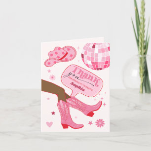 Tack för ditt kort, rosa Cowgirl-Födelsedagsfest Kort