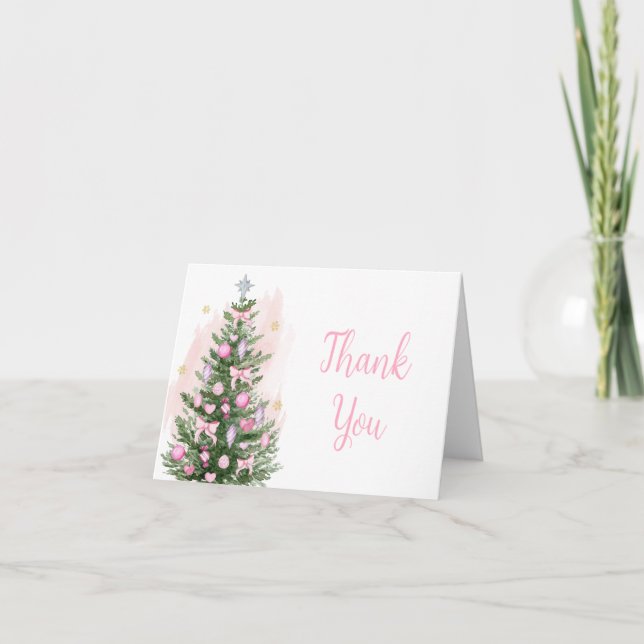 Tack för ditt kort, rosa jul Baby Shower Kort (Framsida)