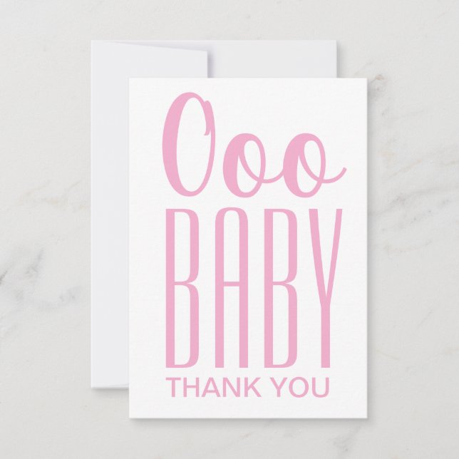 Tack för ditt kort: Rosa OOO Baby Tack Kort (Framsida)
