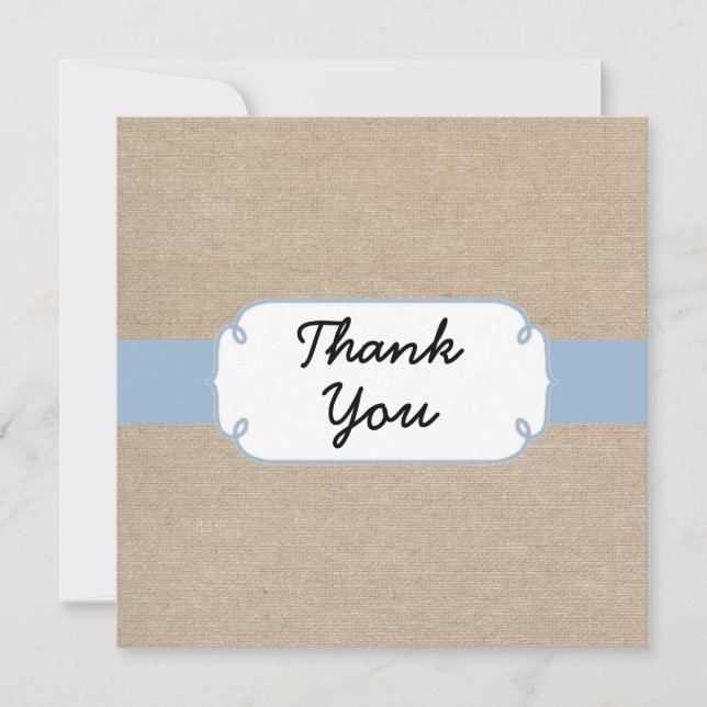 Tack för ditt kort, Rustic Light Blue och Beige Bu Anteckningskort (Framsida)