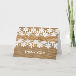 Tack för ditt kort, Rustic Snöre och Burlap Bröllo