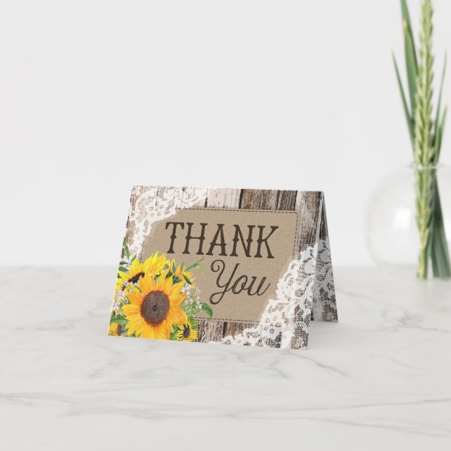 Tack för ditt kort, Rustic Sunblommor Kort (Framsida)