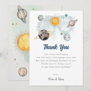 Tack för ditt kort, rymden Planet Galaxy Birthday