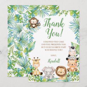 Tack för ditt kort, Safari Baby Shower Inbjudningar
