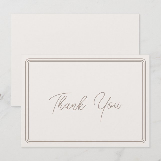 Tack för ditt kort Simple Brown Beige Gräns (Fram/baksida)