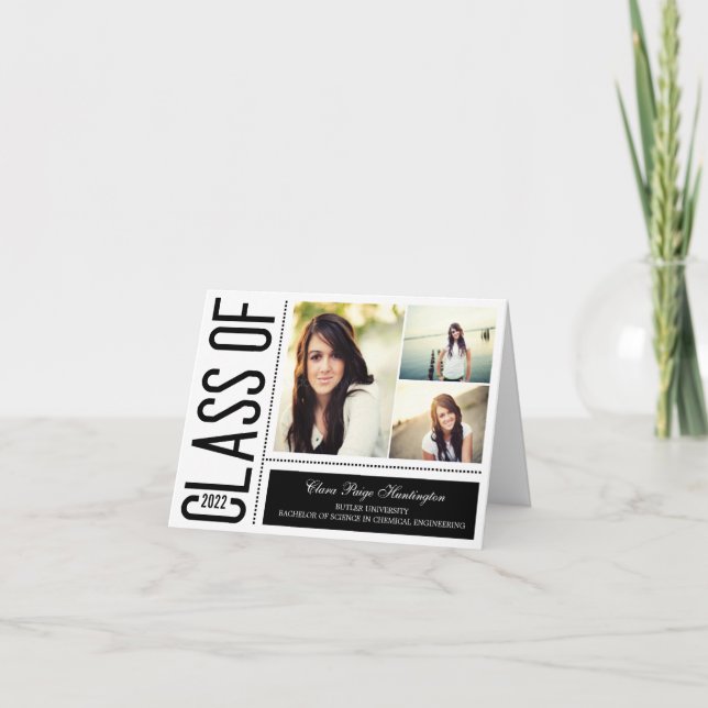 Tack för ditt kort, svart, Coola Studenten Kort (Framsida)