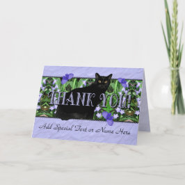 Tack för ditt kort - svart katt och jokblommor