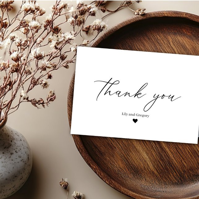 Tack för ditt kort, Svartvit hjärta Bröllop, elega Kort (Skapare uppladdad)