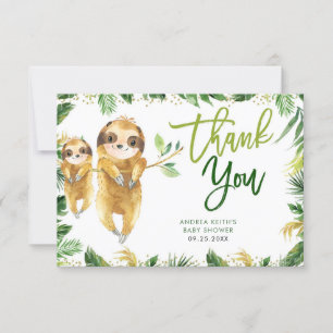 Tack för ditt kort, Tropical Boy Sloth Baby Shower Kort