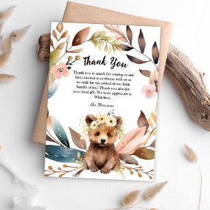 Tack för ditt kort, Unge Bear Baby Shower Kort