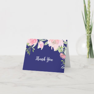 Tack för ditt kort, vår Peony Navy Bröllop Kort
